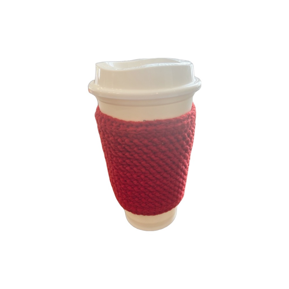 NEW! Crocheted cup cozy - red
